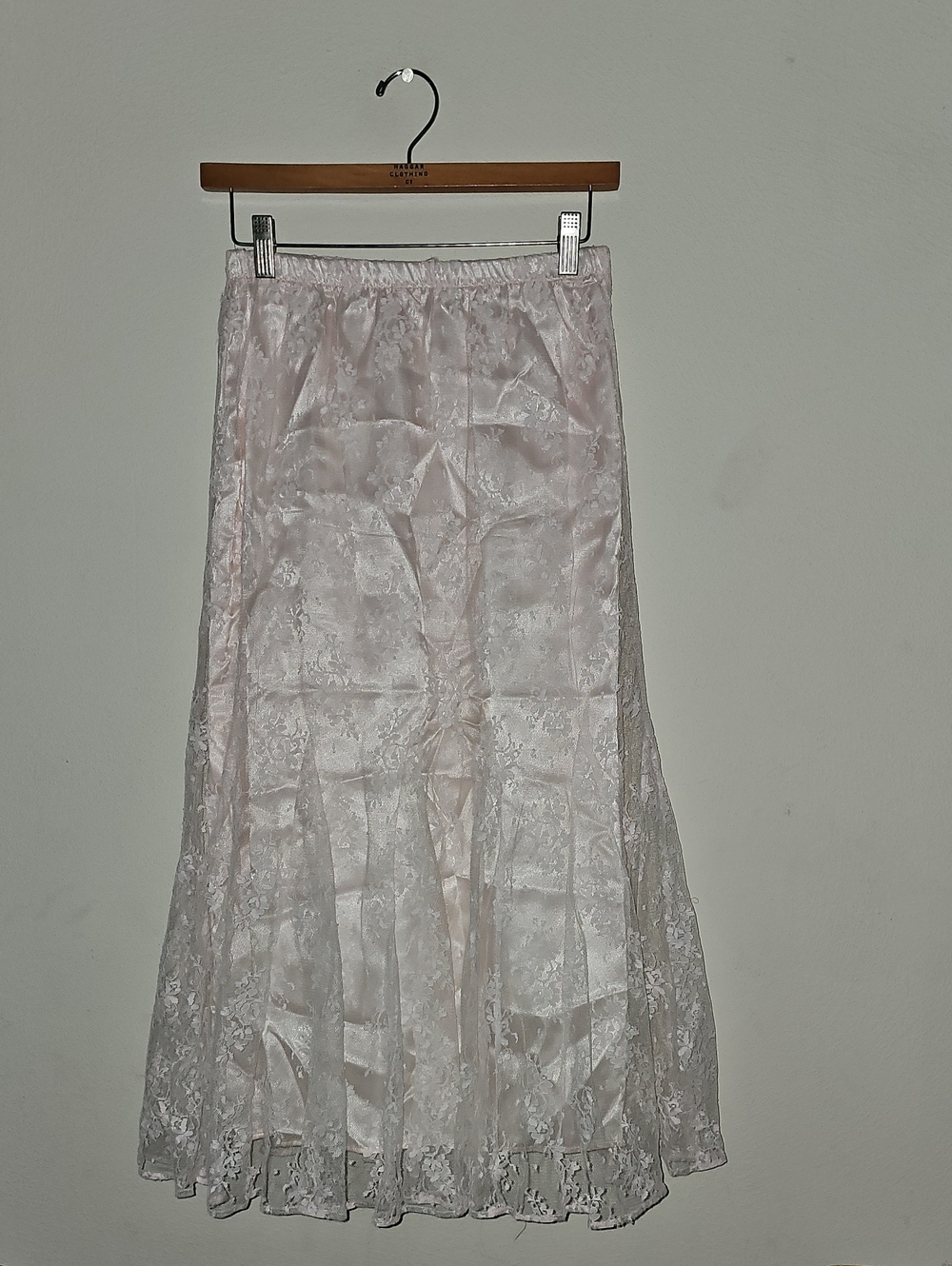 Vintage Pale Pink Lace Maxi Skirt